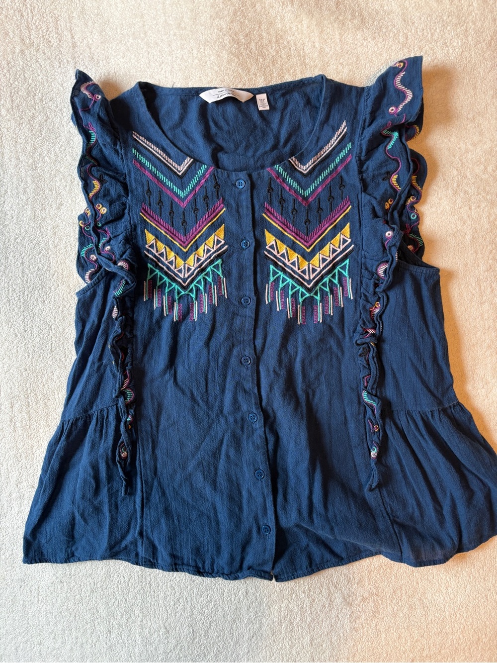 & Other Stories Paris Atelier Embroidered Blouse, Blue. Sz US 6 - Picture 1 of 3